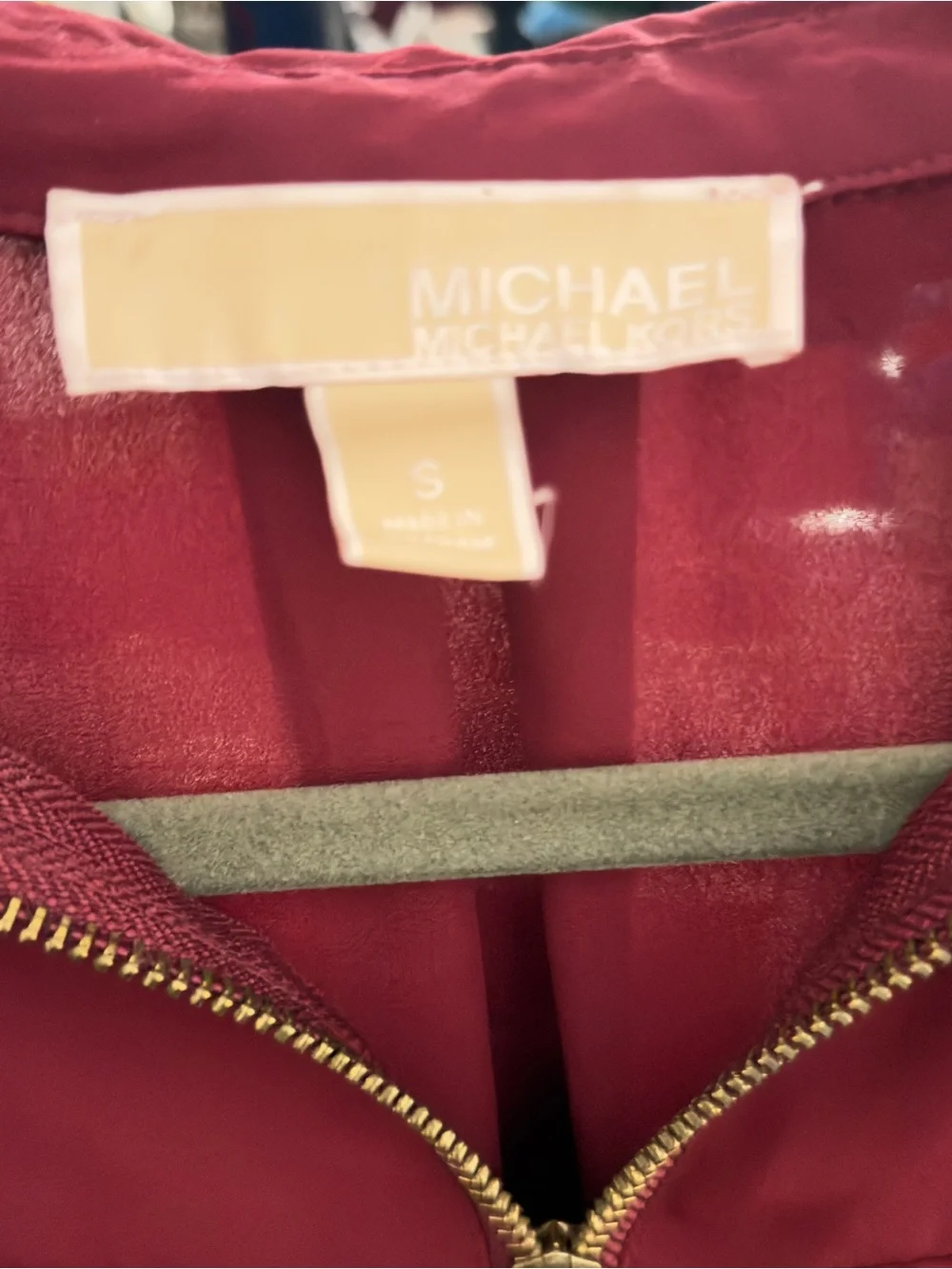 Michael Kors Raspberry Zip-Front Utility Tunic color Burgundy